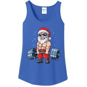 Santa Weightlifting Christmas Fitness Gym Deadlift Xmas Meaningful Gift Ladies Essential Tank