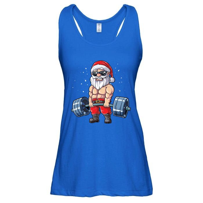 Santa Weightlifting Christmas Fitness Gym Deadlift Xmas Meaningful Gift Ladies Essential Flowy Tank