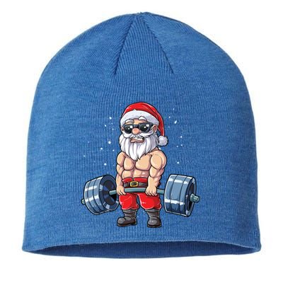 Santa Weightlifting Christmas Fitness Gym Deadlift Xmas Meaningful Gift Sustainable Beanie