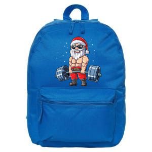 Santa Weightlifting Christmas Fitness Gym Deadlift Xmas Meaningful Gift 16 in Basic Backpack