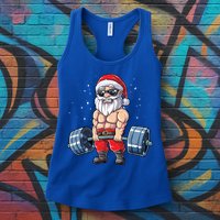 Santa Weightlifting Christmas Fitness Gym Deadlift Xmas Meaningful Gift Womens Tank Top