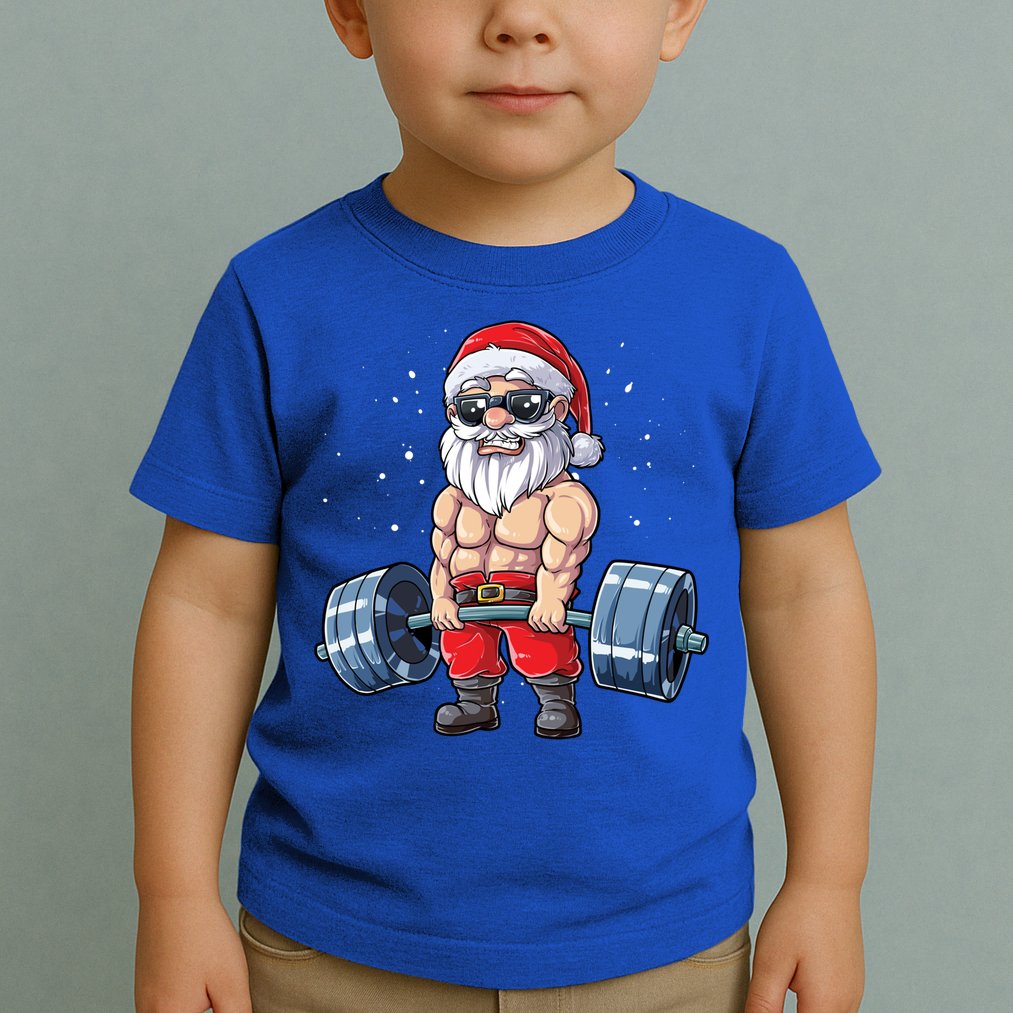 Santa Weightlifting Christmas Fitness Gym Deadlift Xmas Meaningful Gift Toddler T-Shirt