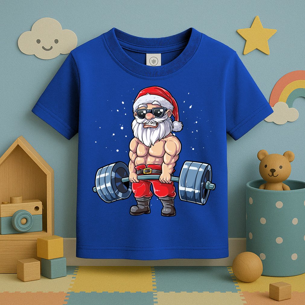 Santa Weightlifting Christmas Fitness Gym Deadlift Xmas Meaningful Gift Toddler T-Shirt