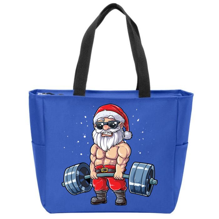 Santa Weightlifting Christmas Fitness Gym Deadlift Xmas Meaningful Gift Zip Tote Bag