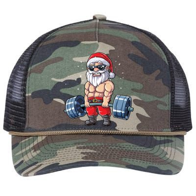 Santa Weightlifting Christmas Fitness Gym Deadlift Xmas Meaningful Gift Retro Rope Trucker Hat Cap