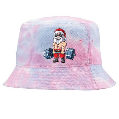 Santa Weightlifting Christmas Fitness Gym Deadlift Xmas Meaningful Gift Tie-Dyed Bucket Hat