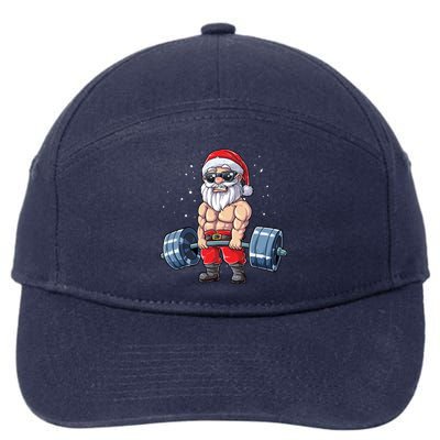 Santa Weightlifting Christmas Fitness Gym Deadlift Xmas Meaningful Gift 7-Panel Snapback Hat