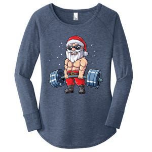 Santa Weightlifting Christmas Fitness Gym Deadlift Xmas Meaningful Gift Women's Perfect Tri Tunic Long Sleeve Shirt