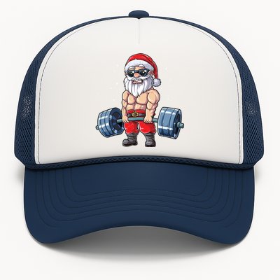 Santa Weightlifting Christmas Fitness Gym Deadlift Xmas Meaningful Gift Trucker Hat