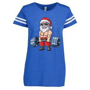 Santa Weightlifting Christmas Fitness Gym Deadlift Xmas Meaningful Gift Enza Ladies Jersey Football T-Shirt