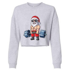 Santa Weightlifting Christmas Fitness Gym Deadlift Xmas Meaningful Gift Cropped Pullover Crew