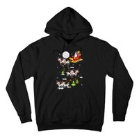 Santa With Cow Reindeer Sleigh Xmas Lights Cow Farmer Hoodie