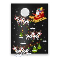 Santa With Cow Reindeer Sleigh Xmas Lights Cow Farmer Poster