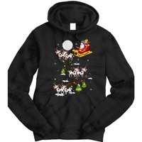 Santa With Cow Reindeer Sleigh Xmas Lights Cow Farmer Tie Dye Hoodie