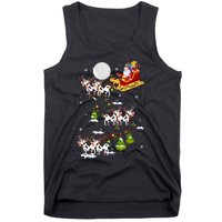 Santa With Cow Reindeer Sleigh Xmas Lights Cow Farmer Tank Top