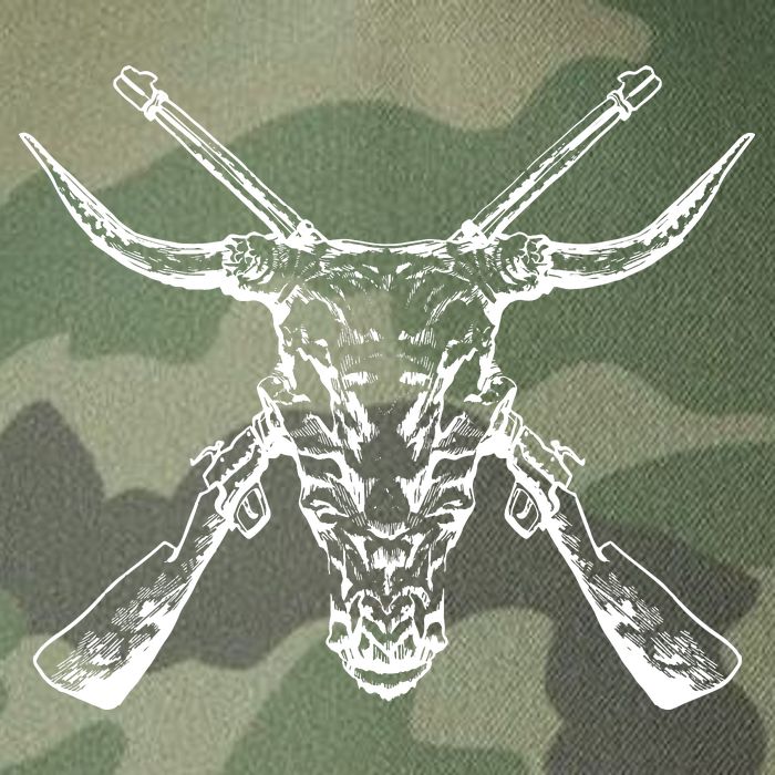 Skull With Crossed Guns And Horns Legacy Tie Dye Trucker Hat