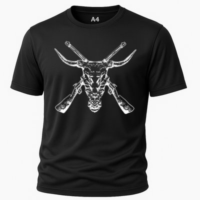 Skull With Crossed Guns And Horns Performance Shirt