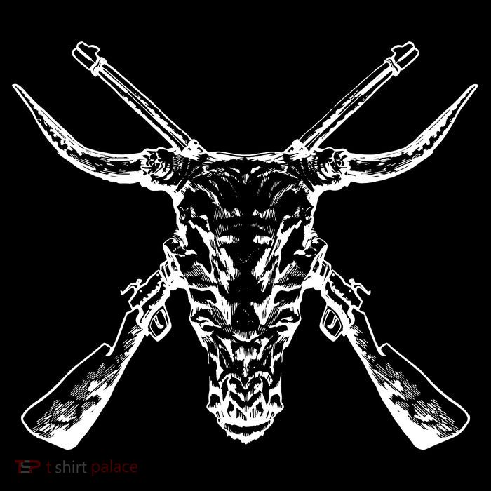 Skull With Crossed Guns And Horns Hoodie