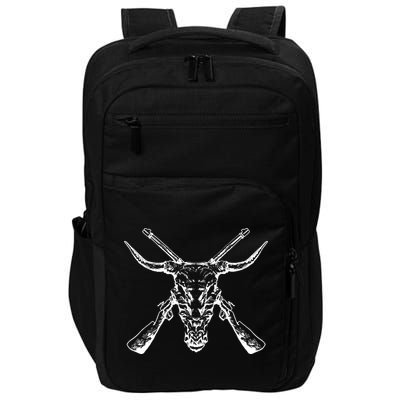 Skull With Crossed Guns And Horns Impact Tech Backpack