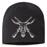 Skull With Crossed Guns And Horns Sustainable Beanie