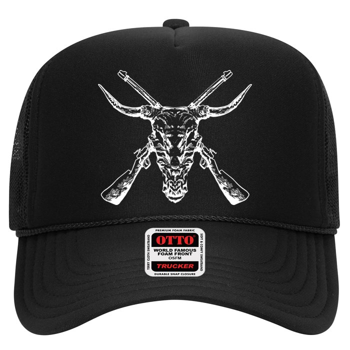 Skull With Crossed Guns And Horns Hat