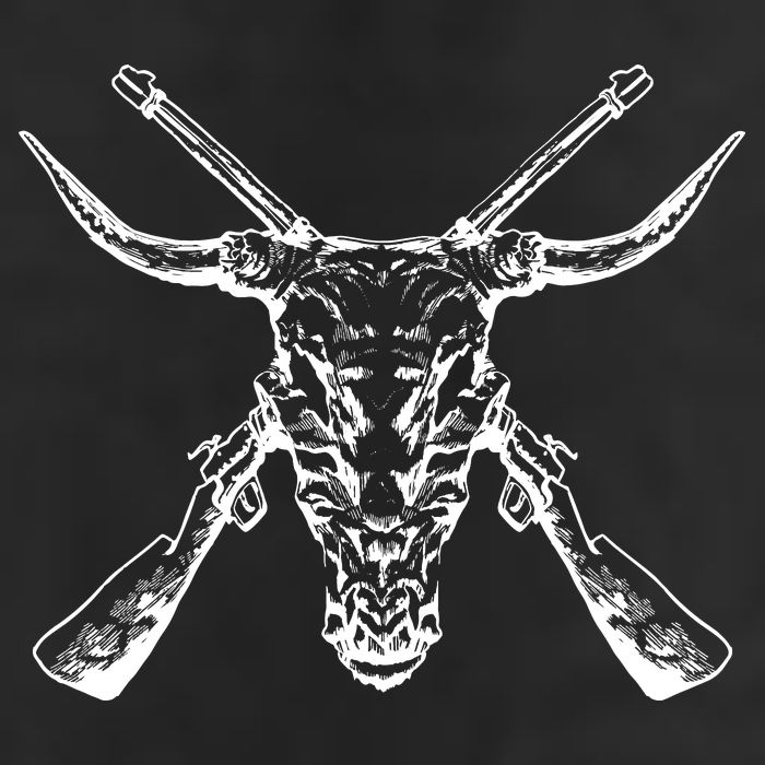 Skull With Crossed Guns And Horns Hat