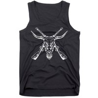 Skull With Crossed Guns And Horns Tank Top