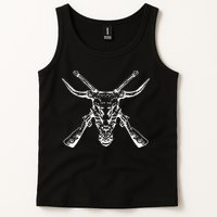 Skull With Crossed Guns And Horns Tank Top