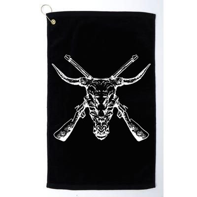 Skull With Crossed Guns And Horns Golf Towel
