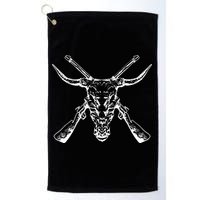 Skull With Crossed Guns And Horns Golf Towel
