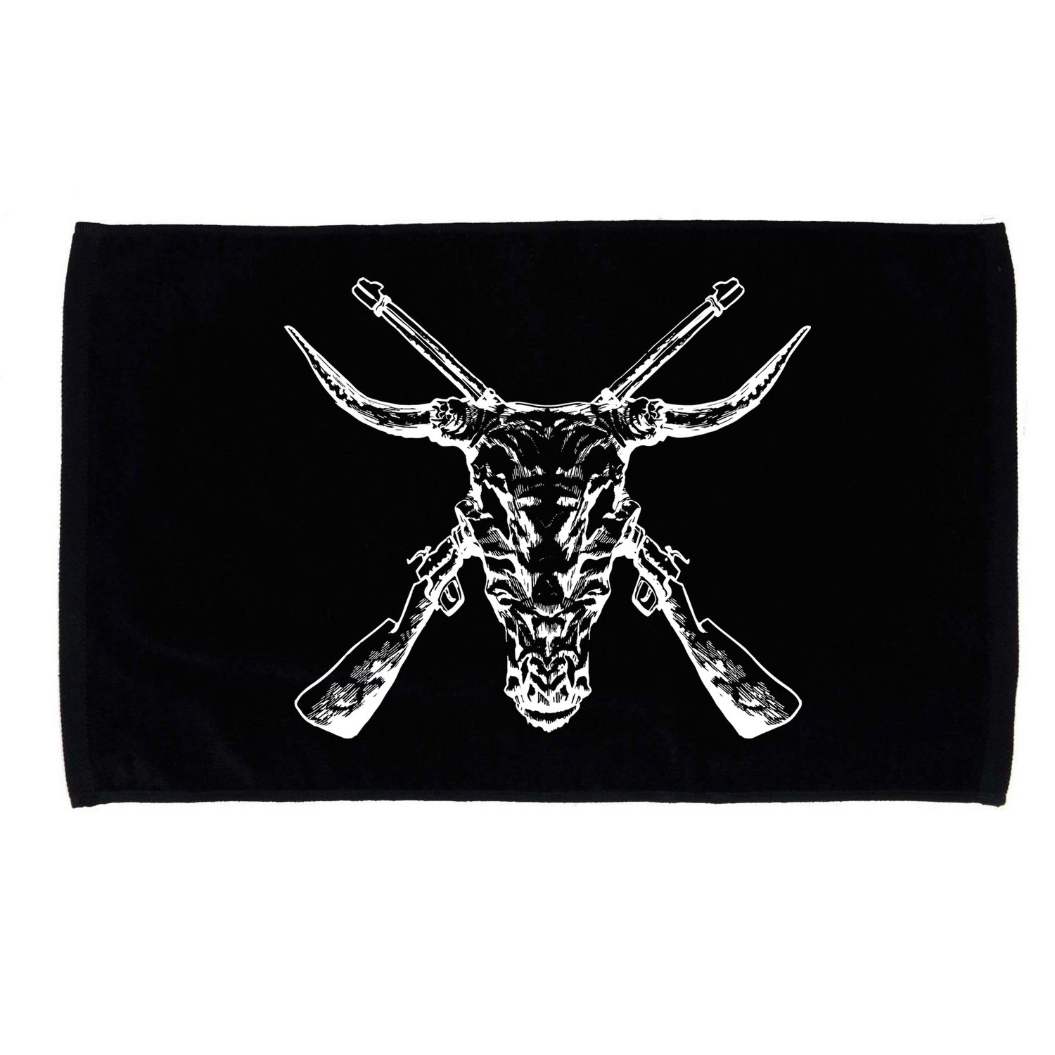 Skull With Crossed Guns And Horns Microfiber Hand Towel