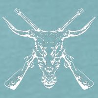 Skull With Crossed Guns And Horns Sueded Cloud Jersey T-Shirt