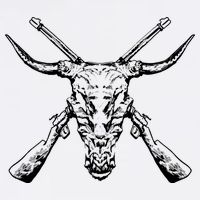 Skull With Crossed Guns And Horns Garment-Dyed Sweatshirt