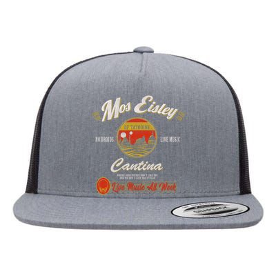 S.T.A.R W.A.R.S Classic M.O.S Eisley Cantina Live Music All Week Ad Flat Bill Trucker Hat