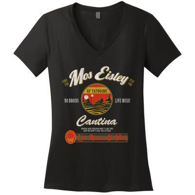 S.T.A.R W.A.R.S Classic M.O.S Eisley Cantina Live Music All Week Ad Women's V-Neck T-Shirt