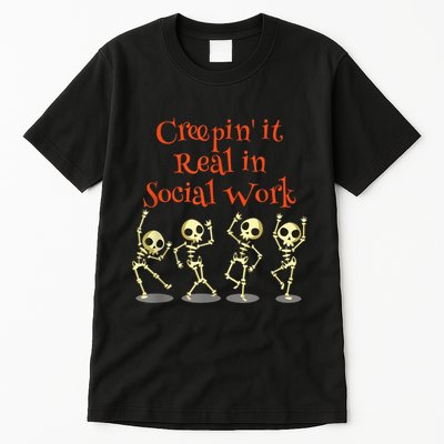 Social Work Creepin It Real Halloween School Teacher Tall T-Shirt