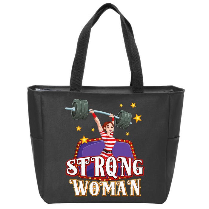 Strong Woman Costume Circus Staff Carnival Lovers Men Women Zip Tote Bag