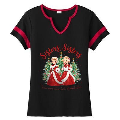 Sisters White Christmas Movie 1954 Xmas Snow Holiday Pajamas Ladies Halftime Notch Neck Tee