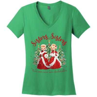 Sisters White Christmas Movie 1954 Xmas Snow Holiday Pajamas Women's V-Neck T-Shirt