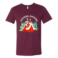 Sisters White Christmas Movie 1954 Xmas Snow Holiday Pajamas V-Neck T-Shirt