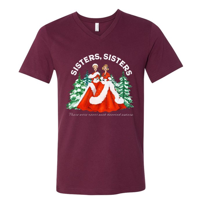 Sisters White Christmas Movie 1954 Xmas Snow Holiday Pajamas V-Neck T-Shirt