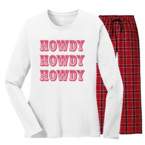 Southern Western Cowgirl Rodeo Pink Hat Women's Long Sleeve Flannel Pajama Set 