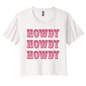 Southern Western Cowgirl Rodeo Pink Hat Women's Crop Top Tee