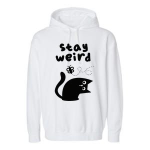 Stay Weird Cat Garment-Dyed Fleece Hoodie