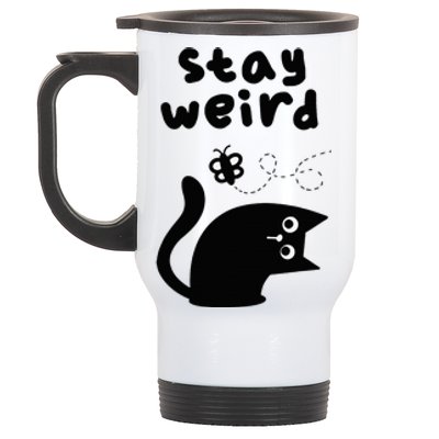 Stay Weird Cat Stainless Steel Travel Mug