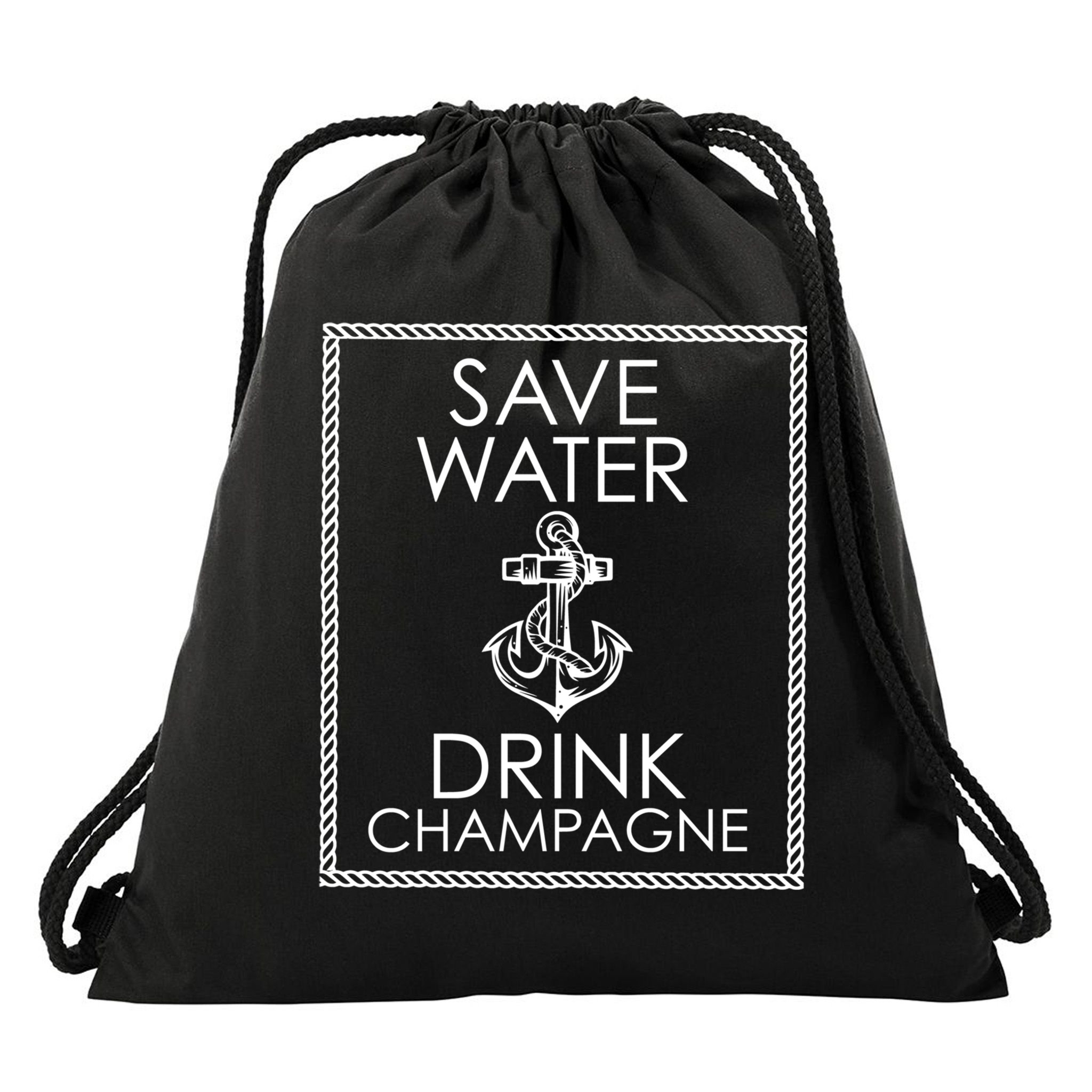 Save Water Champagne Funny Gift Drawstring Bag