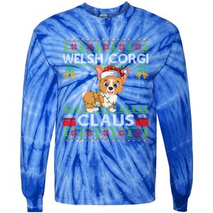 Santa Welsh Corgi Dog Xmas Lights Ugly Welsh Corgi Christmas Gift Tie-Dye Long Sleeve Shirt