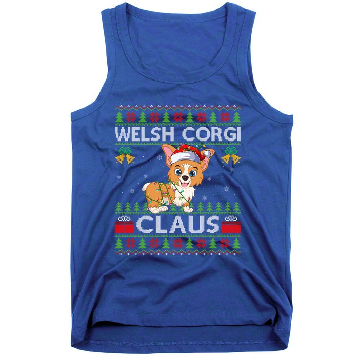 Santa Welsh Corgi Dog Xmas Lights Ugly Welsh Corgi Christmas Gift Tank Top