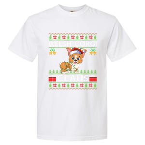 Santa Welsh Corgi Dog Xmas Lights Ugly Welsh Corgi Christmas Gift Garment-Dyed Heavyweight T-Shirt