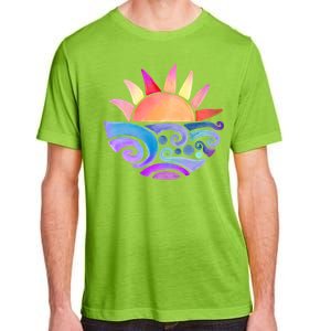 Summer Water Color Sunset Beach Adult ChromaSoft Performance T-Shirt